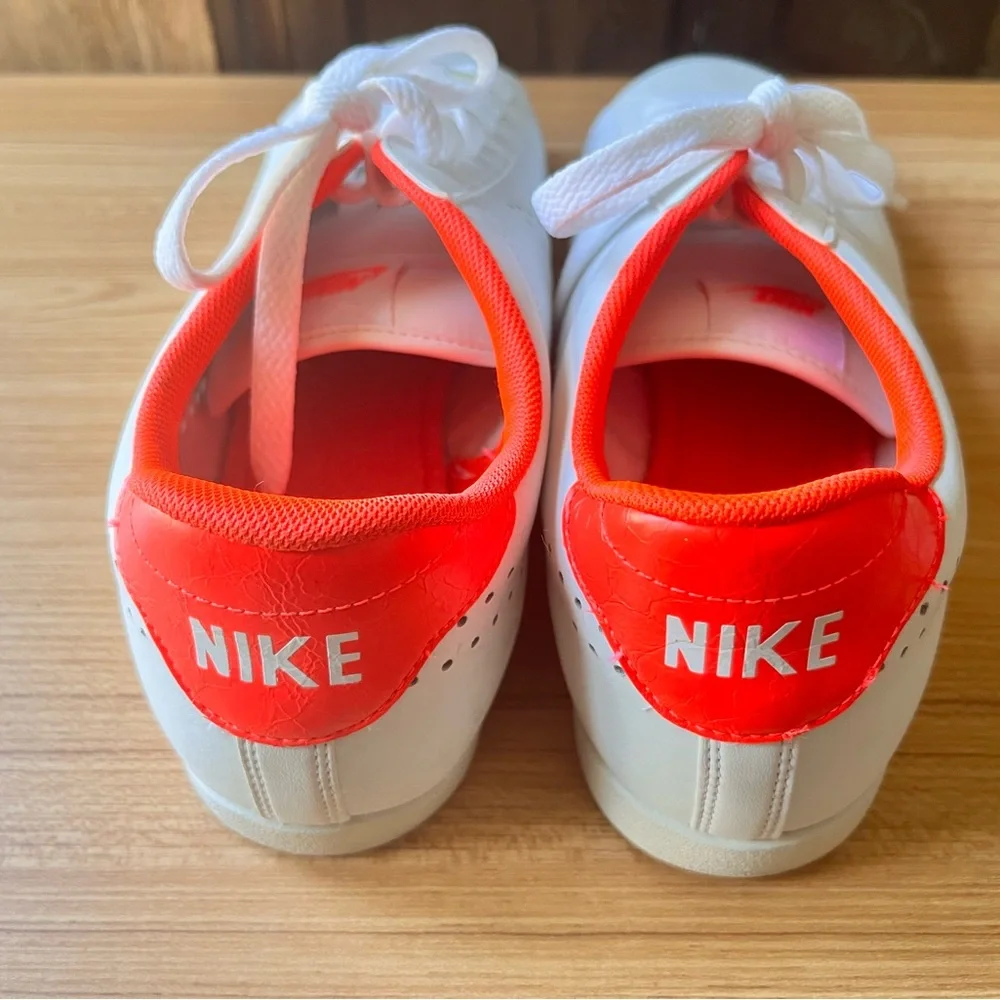 Nike Racquette US 10 White Leather Athletic Tennis Shoe Orange 454412-116 - Picture 4 of 7